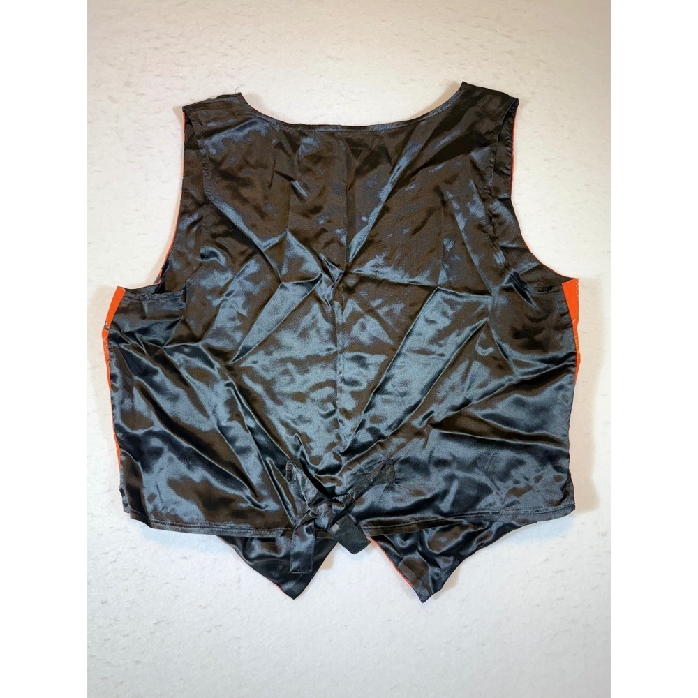 Halloween Orange Black Cat Spiderweb Print Mens Extra Large Vest Vtg Party - Picture 2 of 3